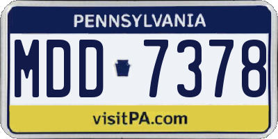 PA license plate MDD7378