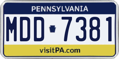 PA license plate MDD7381