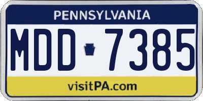 PA license plate MDD7385