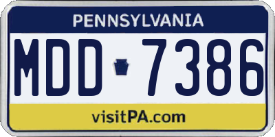 PA license plate MDD7386