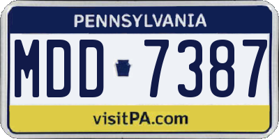 PA license plate MDD7387