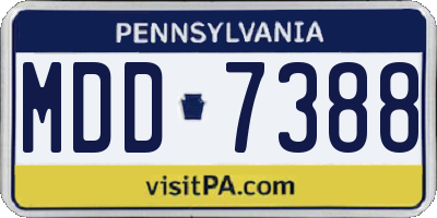 PA license plate MDD7388