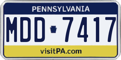 PA license plate MDD7417