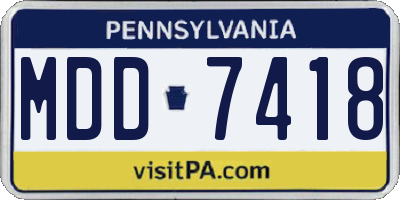 PA license plate MDD7418