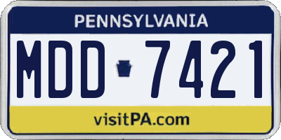 PA license plate MDD7421
