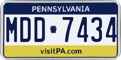 PA license plate MDD7434