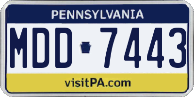 PA license plate MDD7443