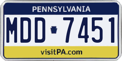 PA license plate MDD7451