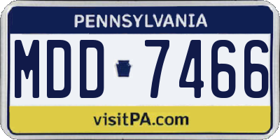 PA license plate MDD7466