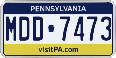 PA license plate MDD7473