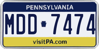 PA license plate MDD7474