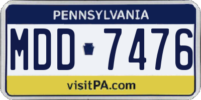 PA license plate MDD7476