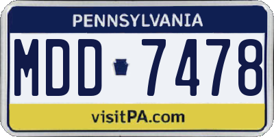 PA license plate MDD7478