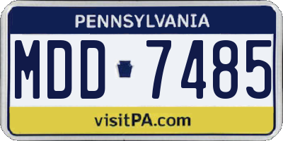 PA license plate MDD7485