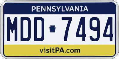 PA license plate MDD7494