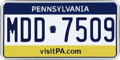 PA license plate MDD7509