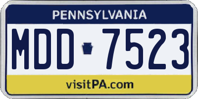 PA license plate MDD7523