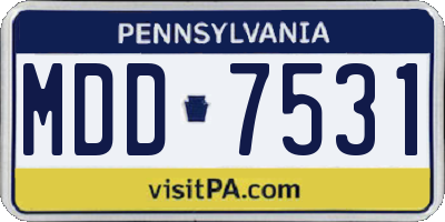PA license plate MDD7531