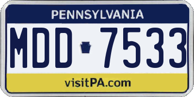 PA license plate MDD7533