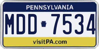 PA license plate MDD7534