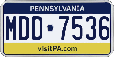 PA license plate MDD7536