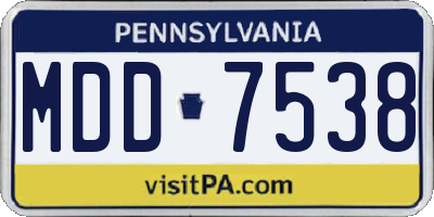 PA license plate MDD7538