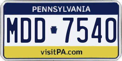 PA license plate MDD7540