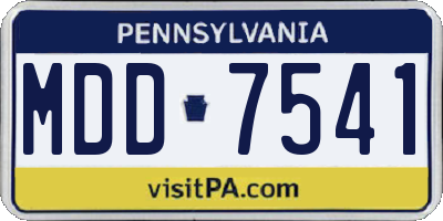 PA license plate MDD7541