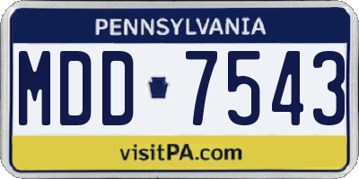 PA license plate MDD7543