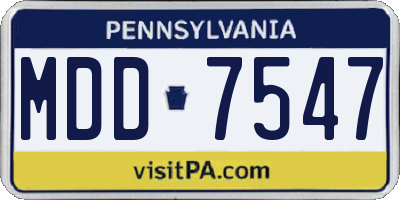 PA license plate MDD7547
