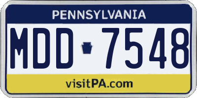 PA license plate MDD7548
