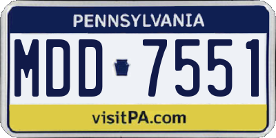 PA license plate MDD7551