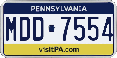 PA license plate MDD7554