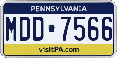 PA license plate MDD7566