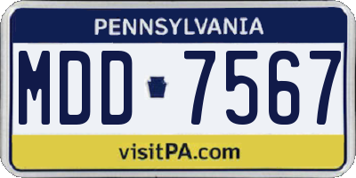 PA license plate MDD7567