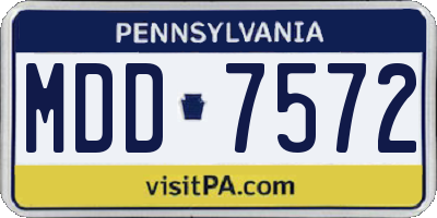 PA license plate MDD7572