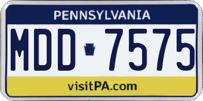 PA license plate MDD7575