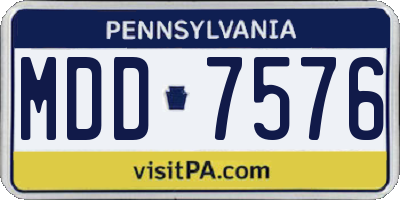 PA license plate MDD7576