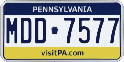 PA license plate MDD7577