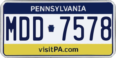 PA license plate MDD7578