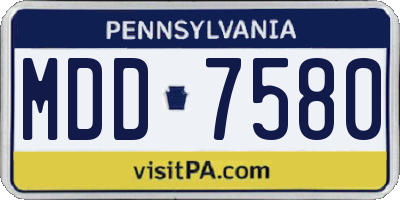 PA license plate MDD7580