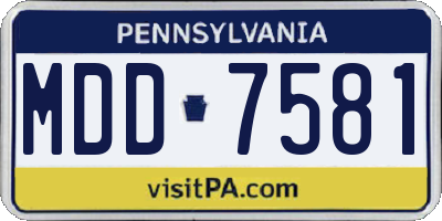 PA license plate MDD7581
