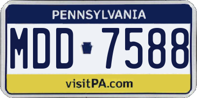 PA license plate MDD7588
