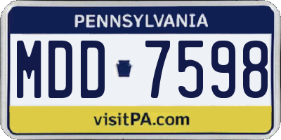 PA license plate MDD7598