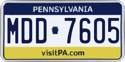 PA license plate MDD7605