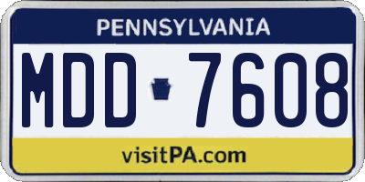 PA license plate MDD7608