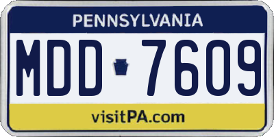 PA license plate MDD7609