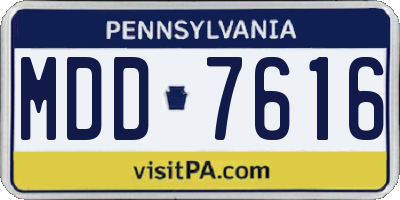 PA license plate MDD7616