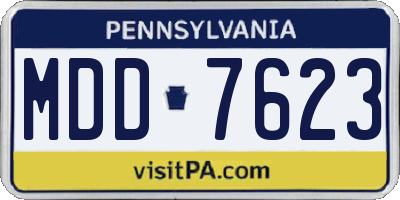 PA license plate MDD7623