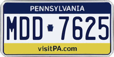 PA license plate MDD7625